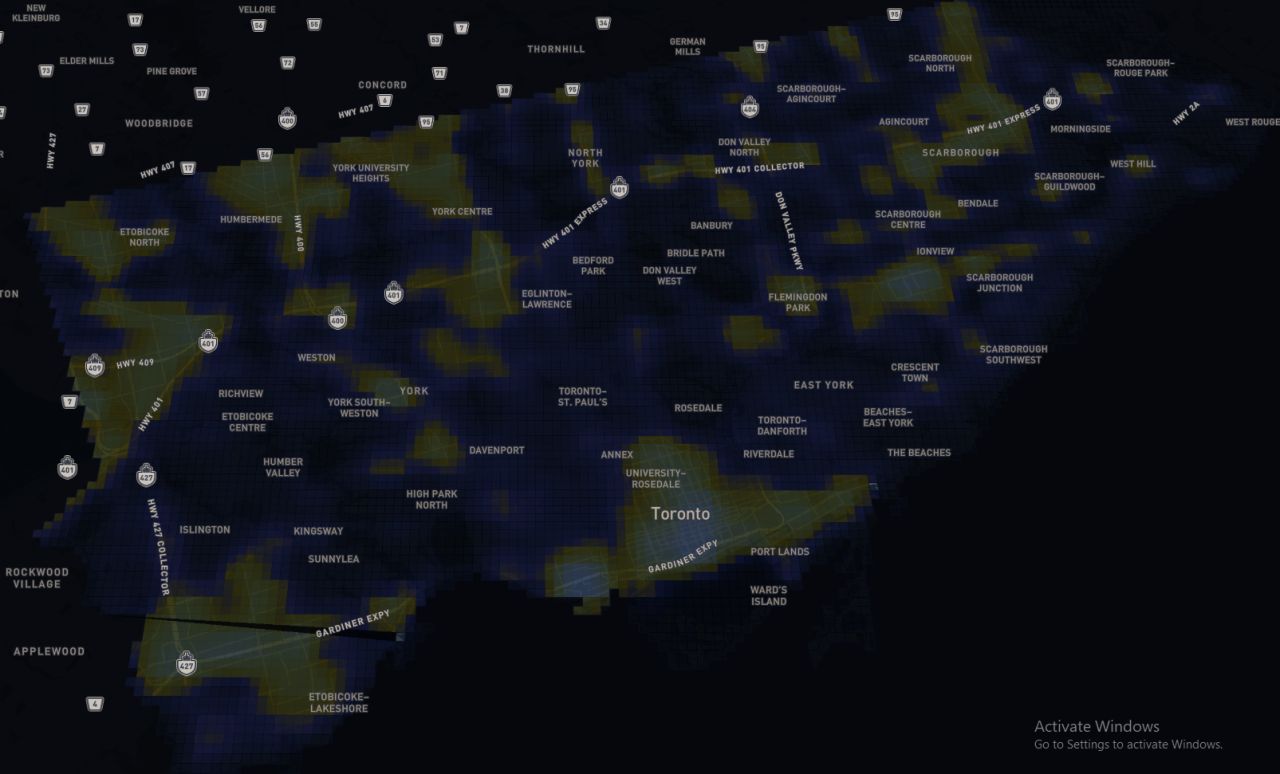 Starglazers light-pollution map interface